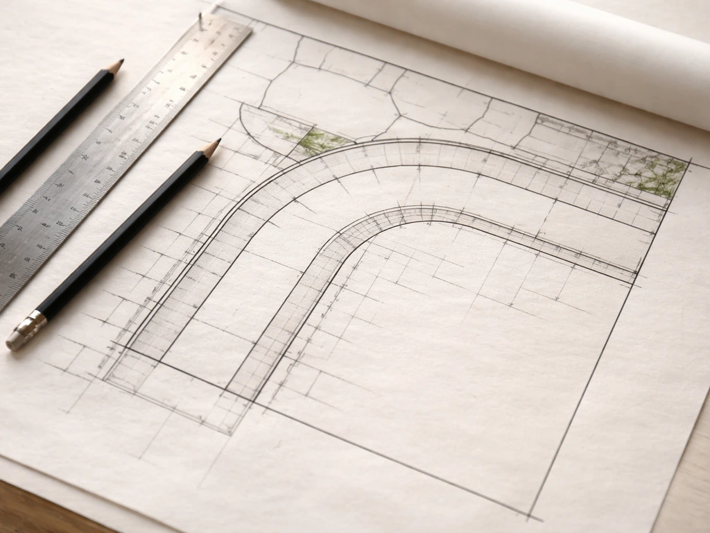 Close-up photo of a patio plan table layout showing clear spacing templates with no readable text.