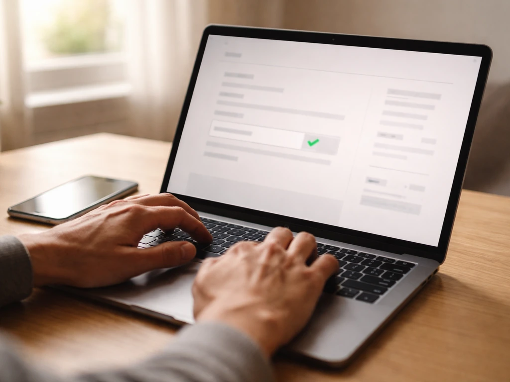 Anonymous hands entering a coupon code on a laptop checkout with a discount applied.