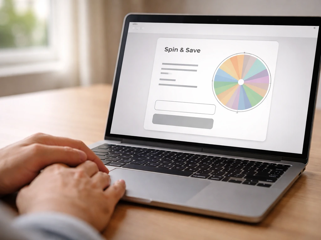 Close-up of a laptop showing a coupon-code widget area with a highlighted discount placeholder