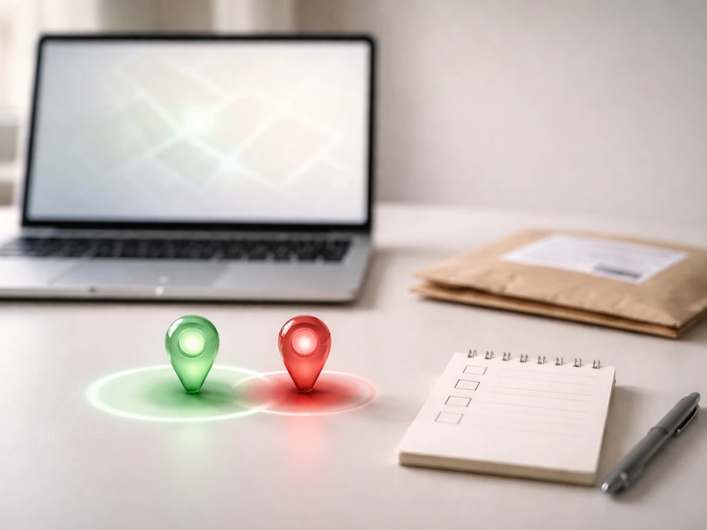 Minimal desk scene showing a blank checklist and abstract delivery eligibility markers.