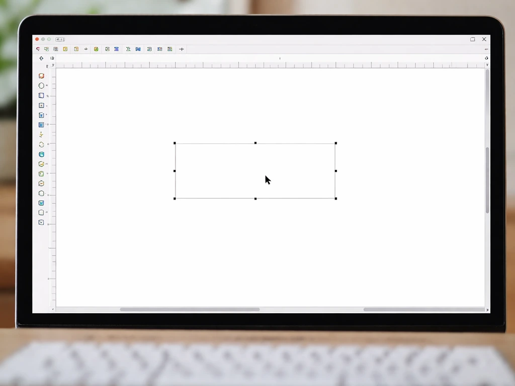 Laptop screen showing a clean SVG editor with selected text handles ready for editing in Inkscape.