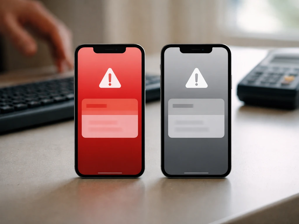 Two phones on a desk showing different generic promo-code checkout error states side by side.