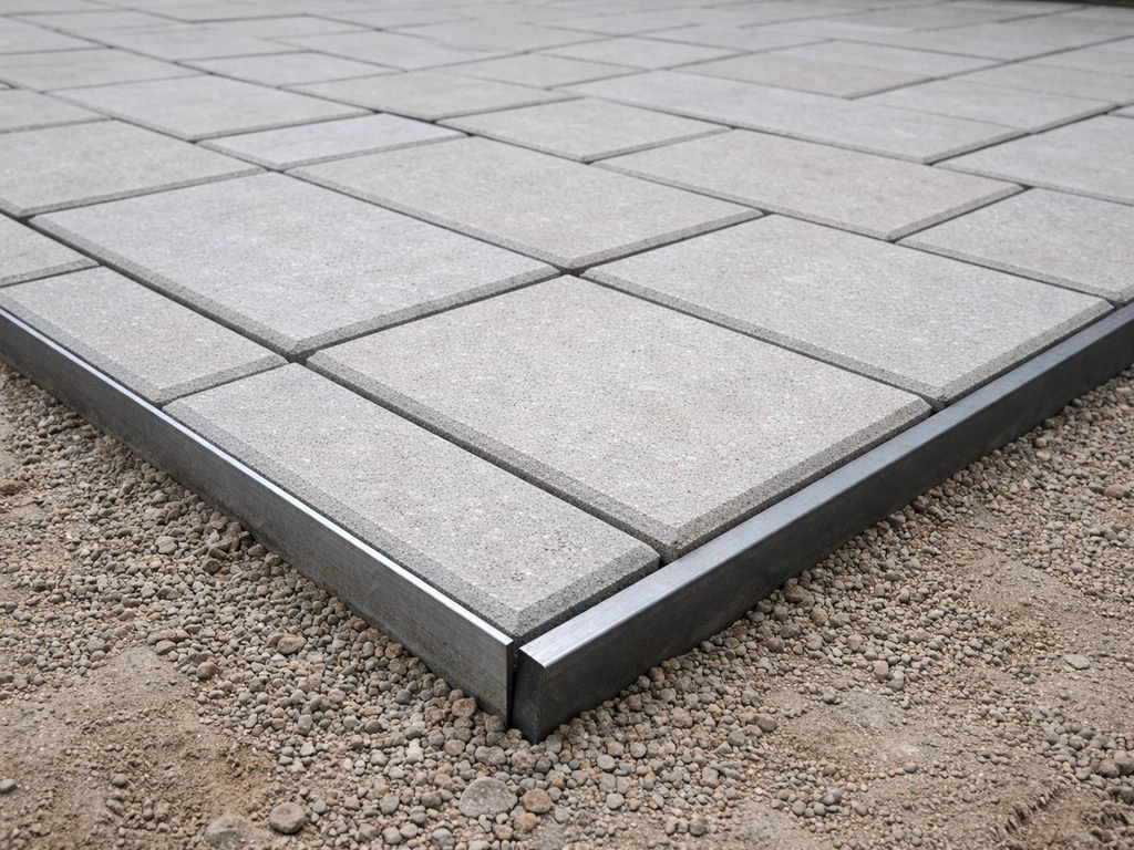 Close-up of newly laid concrete pavers with clean edging and filled joints on a prepared base.